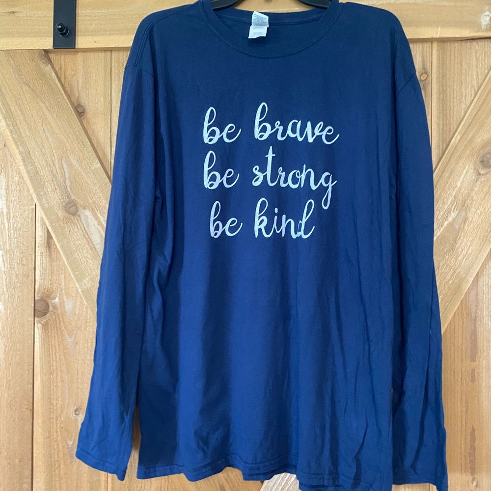 Gildan Navy Long Sleeve Tee with Inspirational Message